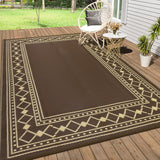 Garvee Alfombra De Camping 6x9 Antideslizante Lavable Polipropileno Para Jardín Y Playa Plegable Diseño Moderno - Marrón & Café