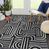 Garvee Alfombra Sala 200x290 Lavable Antideslizante Pelo Corto Poliéster Moderna Minimalista Negra para Sala Dormitorio Comedor - Negro