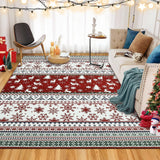 Garvee Alfombra De Navidad Grande 200x290 Cm Rojo-Verde Con Renos Antideslizante Lavable Microfibra Suave Para Sala Dormitorio Oficina - Rojo Verde