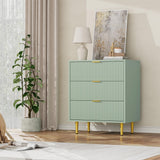 Garvee Cómoda Moderna de 3 Cajones con Panel Ondulado para Organizadores en Dormitorio o Pasillo 60x40x75cm Verde Oliva - Verde Oliva