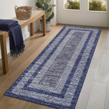 Garvee Alfombra Corredera de Pasillo 350g, 100% Poliéster, Imitación Cachemira, Azul, 60x230cm, Antideslizante y Lavable, para Cocina y Zona de Entrada - Azul