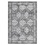 Garvee Alfombra De 100% Poliéster Con Patrón Persa Y Orquídea, Antideslizante TPR, Lavable Y Plegable, 350g, Estilo Fresco Para El Hogar - Gris