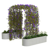 Garvee Huerto Elevado Galvanizado con Enrejado Vertical de 96 in - Resistente al Óxido, Expandible, Acero Galvanizado, Clips para Plantas, Red de Drenaje, Beige - Jardinería Exterior - Beige