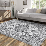 Garvee Alfombra sala Garvee 1400gsm 100% poliéster 580gsm terciopelo lavable plegable estampado perlas persas 200x290cm elegancia durabilidad tono gris - Tono Gris