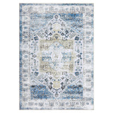 Garvee Alfombra Oriental 80x150cm impermeable floral azul suave lavable salon dormitorio - Matiz Azul