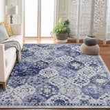 Garvee Alfombra Grande Vintage para Sala y Dormitorio, Lavable, Antideslizante, 200x290cm, Poliéster, Diseño Floral Boho - Gris & Azul