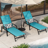 Garvee Silla Lounge Exterior Ajustable con Tela Textilene, Respaldo 5 Posiciones, Marco Metálico Resistente, Azul Cielo para Patio y Piscina - Azul cielo