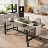 Garvee mesa de Comedor Industrial para 6-8 Personas, Madera MDF, Estructura Metálica Resistente, Ajustable, Cocina y Comedor, 200×90×76 cm, Negro - Gris