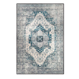 Garvee Alfombra de Acento Lavable de Poliéster 1200gsm Estilo Persa Imitación Cashmere para Entrada o Dormitorio 80x150cm Azul Grisáceo - Gris & Azul