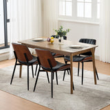Garvee Sillas De Comedor Set De 4 Modernas PU Cuero Respaldo Ergonómico Patas Madera Nogal Y Metal Negras Cocina Oficina