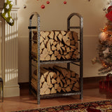 Garvee Soporte Para Leña Resistente De Metal Para Interior Y Exterior, Organizador De Troncos, Plata, Ideal Para Chimeneas Y Patios - Plata