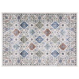 Garvee Alfombra con Estampado Floral Vintage, Base Antideslizante TPR, azul 120x170cm, para interiores cocina dormitorio, pelo corto, lavable - Azul