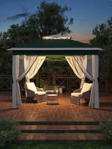 Garvee Gazebo Pop Up 11x11 Con Mosquitera Ajuste De Altura Resistente Agua Y UV Estructura Metálica Verde Beige Ideal Para Jardines - Verde & Beige
