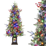Garvee Árbol de Navidad Artificial 125cm 150 LED PVC Ignífugo Base Estable Plegable Hogar Oficina Verde - 120 cm & Cuerpo de árbol óptica simulada & Cajita luminosa de pájaro Jiutouniao