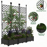 Garvee Jardineras Elevadas con Enrejado 3 Piezas para Patios y Balcones, 41×41 cm Negro, Resistente y Ligero
