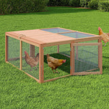 Garvee Gallinero Plegable para Conejos y Pollos, Madera de Pino, Seguro y Portátil, Exterior e Interior, 116 cm - Natural