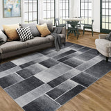 Garvee Alfombra de Pelo Corto con Patrón Geométrico, Rutschfest y Lavable, Poliéster, 160x230cm, Negro, para Sala y Dormitorio - Negro