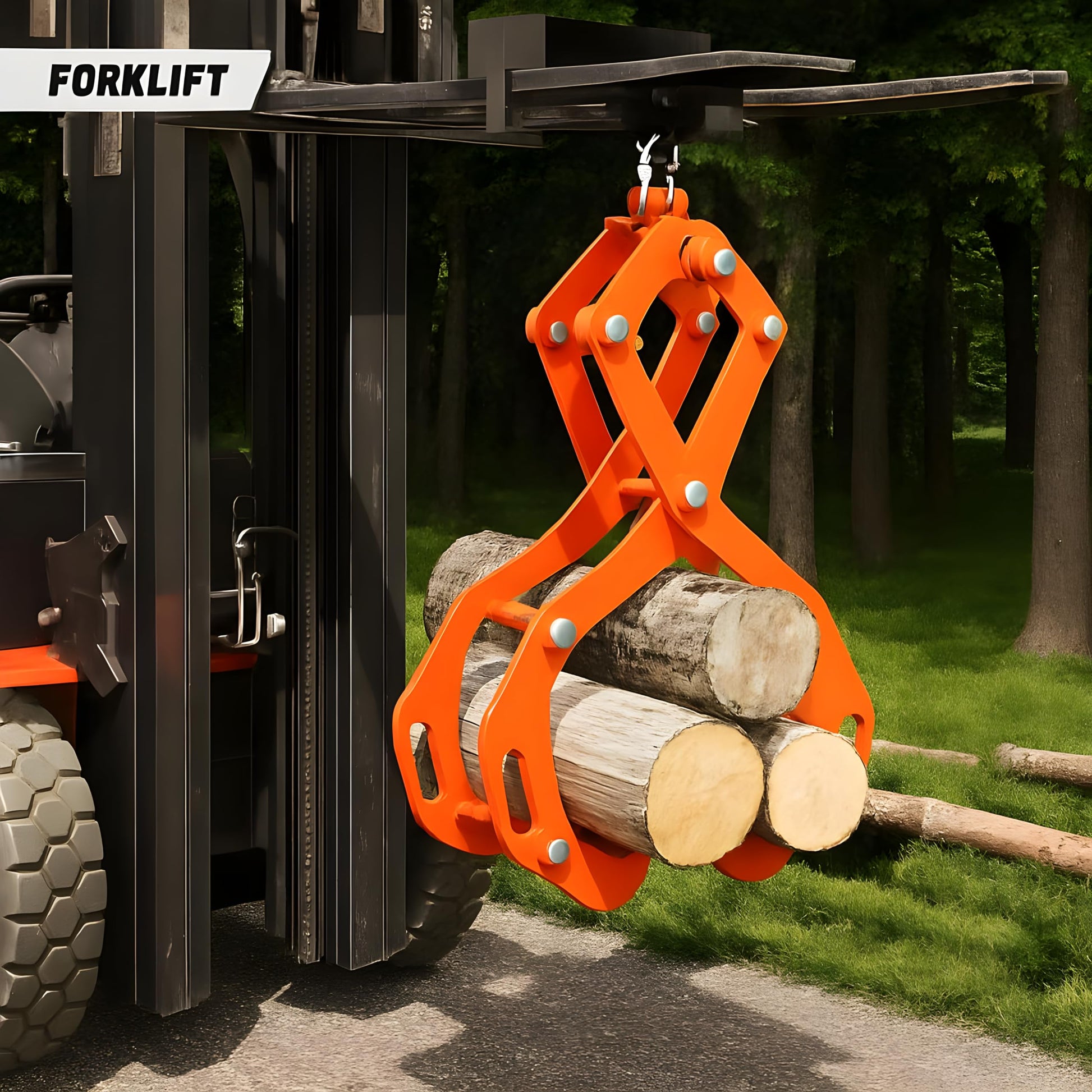 Garvee Pinzas para Troncos 91 cm 4 Garras Acero Resistente Naranja para Trabajo Forestal Compatible con Tractores y ATV