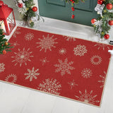 Garvee Felpudo Navideño 40x60cm Alfombra Antideslizante con Copos de Nieve y Mensaje Bienvenida para Interior y Exterior, Decoración Festiva - Copos de Nieve Brillantes de Navidad C