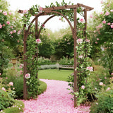 Garvee Arco De Jardín De Madera Maciza 85'' - Soporte Fuerte, Montaje Fácil - Madera De Abeto Natural, Diseño Plano Elegante, Paneles De Enrejado - Decoración Para Bodas Y Patio