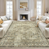 Garvee Alfombra Perlfleece 100% Poliéster Plegable Lavable Diseño Cuadros Irregulares 200x290cm Suave Resistente para Salón Cocina - Marrón & Verde