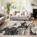 Garvee Teppich Samt Waschbar Rutschfest Kurzflor Polyester Modernes Design Wohnzimmer Schlafzimmer Flur Esszimmer Schwarz - Negro