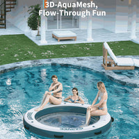 Garvee Hamaca Inflable de Agua 305cm/244cm Plataforma Flotante con Malla PVC Marino Resistente Anclaje Seguro para Piscina y Lago Multicolor