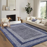 Garvee Alfombra Corredera de Cocina de 350g, 100% Poliéster, Imitación Cachemira, Antideslizante y Lavable, 200x290cm, Azul, para Pasillo y Zona de Entrada - Azul