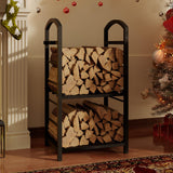 Garvee Soporte Para Leña Resistente Metal Para Interior Y Exterior Organizador De Troncos Chimenea Patio Negro - Negro