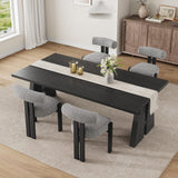 Garvee Sillas De Comedor Tapizadas Set De 4, Tela Bouclé, Respaldo Ergonómico Curvo, Madera De Caucho, Cocina Y Salón, Moderno, Gris - Negro