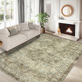 Garvee Perlfleece Alfombra 100% Poliéster Lavable Plegable Diseño Cuadro Irregular 160x230cm Salón Cocina - Marrón & Verde