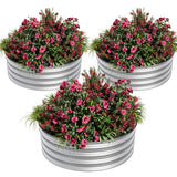 Garvee Pack de 3 Camas de Cultivo Circulares con Bordes Seguros para Plantación Segura en Terrazas 60x30cm Gris - Plata