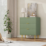 Garvee Cómoda de 3 Cajones con Frentes Ondulados para Amantes del Diseño en Dormitorio o Sala Verde Aguacate - Verde Aguacate
