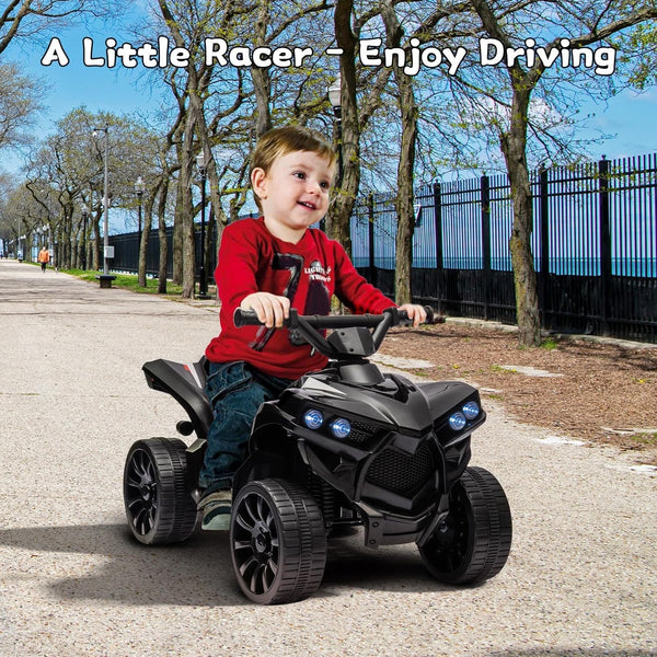 E-Quad infantil fabricado con material PP resistente y certificaciones de seguridad