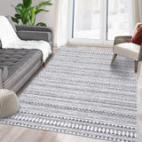 Garvee Tapis Impermeable Estilo Marroquí Lavable Resistente A Manchas Y Aceite 160x230 Cm Gris Para Salón Y Dormitorio - Gris Claro