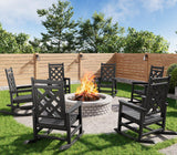 Garvee Silla Mecedora Exterior Adirondack HDPE Resistente al Clima para Patio y Jardín Textura Madera Soporta 172 kg