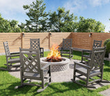 Garvee Silla Mecedora Exterior HDPE Resistente al Clima con Textura Madera para Patio, Terraza, Jardín, Soporte 172 kg