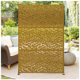Garvee Panel de Privacidad para Exterior de Acero Galvanizado, Pantalla Separadora con Diseño de Hojas, 183x119 cm, Marrón - Siluetas de Hojas-Marrón