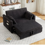 Garvee Cord-Loveseat Schlafsofa Con Respaldo Ajustable Y Cama Extraíble, Tela De Cordón, Estación De Carga Integrada, Gris Oscuro O Blanco, Para Sala Y Dormitorio - Gris Oscuro