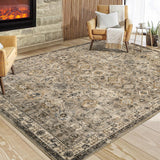 Garvee Teppich Vintage Garvee 160x230cm rutschfest waschbar polypropylen retro-stil wohnzimmer schlafzimmer TPR-gummiunterlage 1200gsm 100% poliéster 350g felpa perla base TPR lavable plegable - Beige