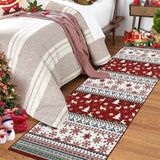 Garvee Alfombra navideña en rollo 80x150cm imitación de cashmere roja antideslizante lavable para salón, dormitorio y cocina - Rojo & Verde