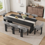 Garvee Sillas De Comedor Tapizadas Bouclé Modernas, Respaldo Ergonómico Curvo, Espuma Alta Resiliencia, Patas De Madera De Caucho, Juego De 8, Sala O Cocina - Negro