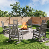 Garvee Silla Mecedora Adirondack de HDPE para Exterior, Resistente a la Intemperie, Capacidad 172kg, Asiento Ergonómico, Respaldo Alto, Gris, Ideal para Patio y Jardín - Gris