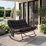 Garvee Balancín Robusto de Estructura Metálica Doble con Asiento Confortable para Parejas en Sala o Exterior 200kg Negro - Negro