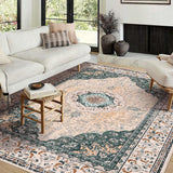Garvee Alfombra Boho Vintage Floral 120x170 cm Suave Terciopelo Faux Lamb Antideslizante TPR Lavable para Sala Dormitorio Oficina - Verde