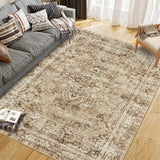 Garvee Alfombra De Pelo Corto Boho Vintage Antideslizante Para Sala Y Dormitorio Varios Tamaños Y Colores - Marrón