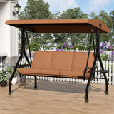 Garvee Silla Columpio de Patio 2 en 1 para 3 Personas, Estructura Segura, Toldo Ajustable, Confort Marrón, Jardín - Marrón