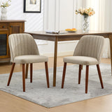 Garvee Silla De Comedor De Madera 2 Pack Moderna Tapizada En Lino Camel Estructura Robusta Diseño Ergonómico Ideal Para Comedor - Camel