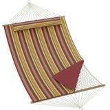 Garvee Hamaca Doble para 2 Personas 350 cm con Soporte de Madera Cuerda de Algodón Almohadilla Ajustable para Patio Rayas Rojas y Amarillas - Rayas Rojo & Amarillo