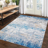 Garvee Alfombra moderna abstracta Garvee 120x170cm lavable máquina antideslizante interior gris azul 1200gsm 350g felpa perla base lavable plegable - Gris & Azul